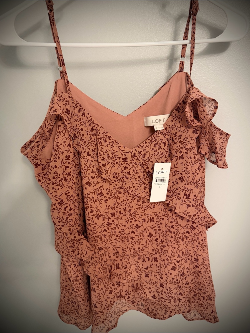 LOFT Rose Floral Ruffled Cold-Shoulder Cami - Picture 3 of 4